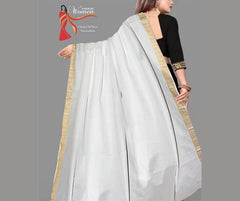 Lawn White Shawl with Hawa Lawn Borders