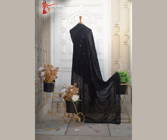 Black Premium Shawl With Mirror Sequence