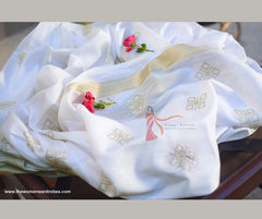White Sequence Premium Shawl With Hawalawn