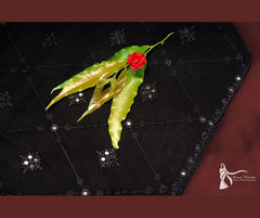 Black Premium Shawl With Mirror Sequence