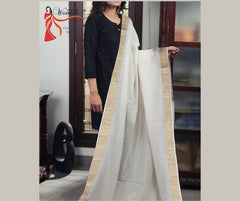 Lawn White Shawl with Hawa Lawn Borders