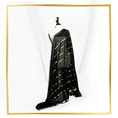BLACK PURE LAWN DOUBLE TON HAWALAWN TARKASHI SHAWL