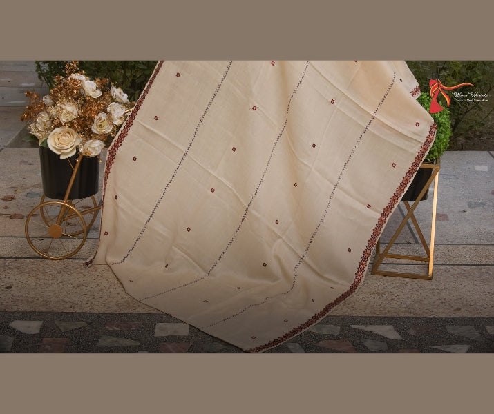 Skin Embroidery Border Wool Shawl