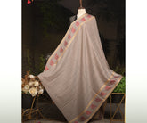 Skin Double Border Patta Tarkashi Wool Shawl