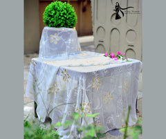 WHITE Aari TILLA EMBROIDERY DUPATTA