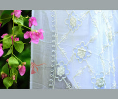 WHITE Aari EMBROIDERY DUPATTA