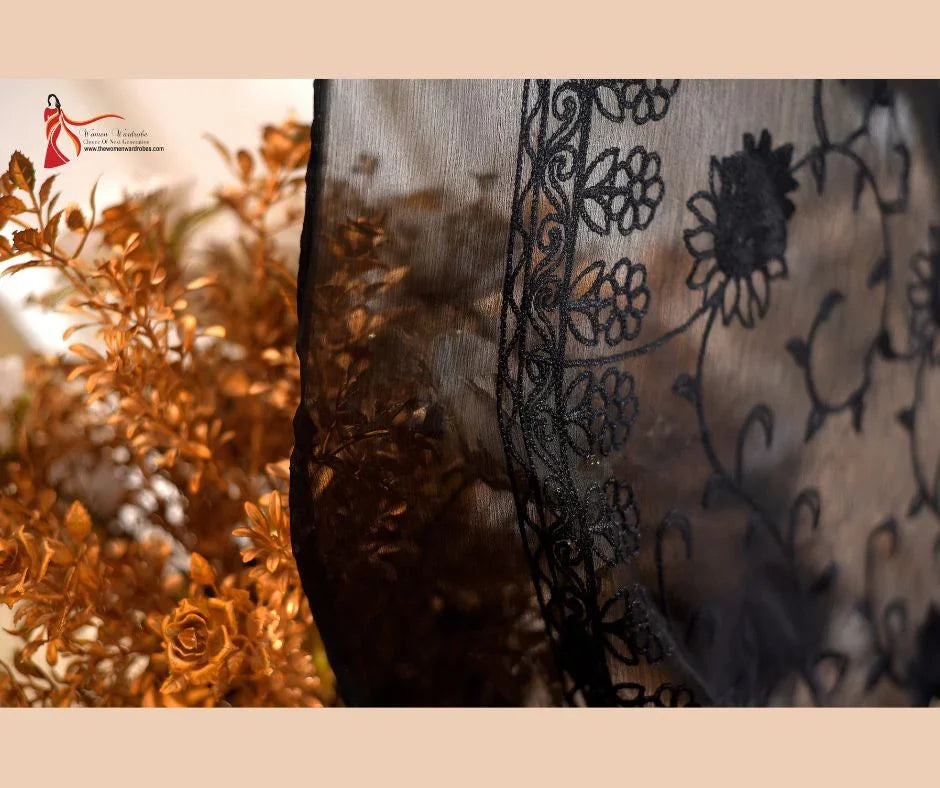 Black Premium Fabric Aari Dupatta