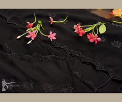 Black Schiffli Embroidery Premium Dupatta