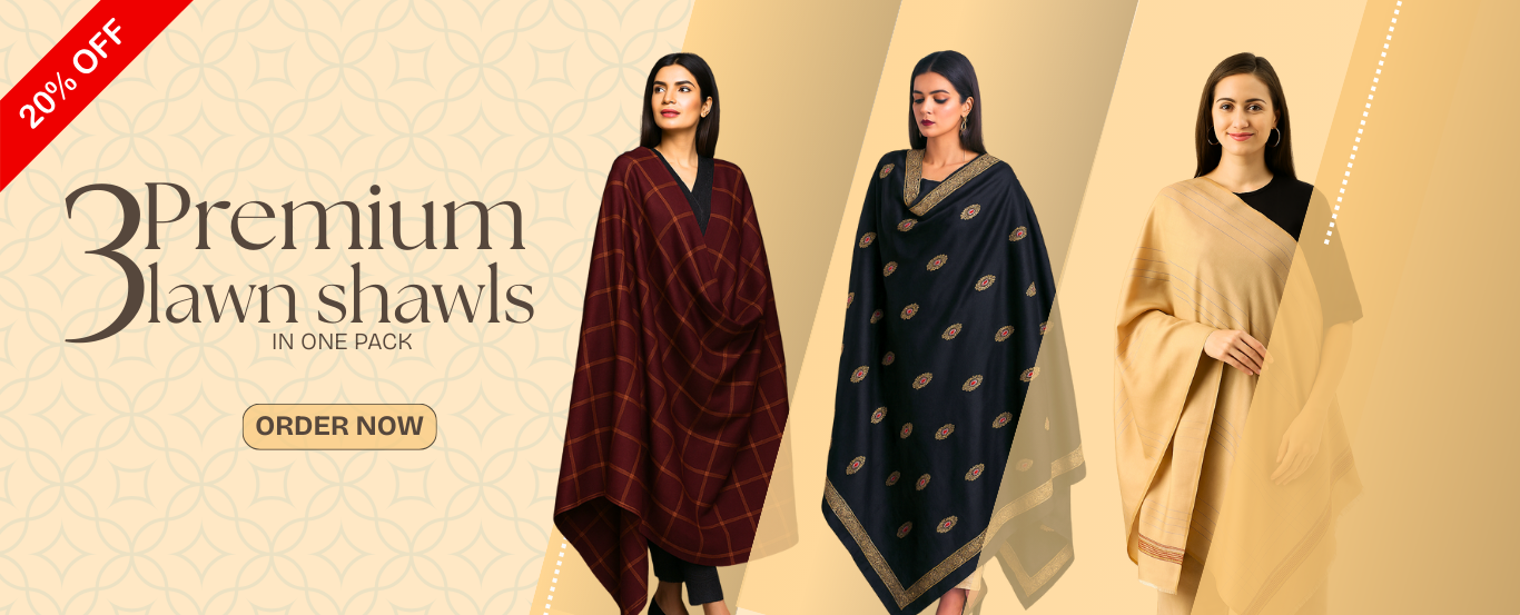 PACK OF 3 LAWN SHAWLS/GIFT PACK ❤️🎉🎁