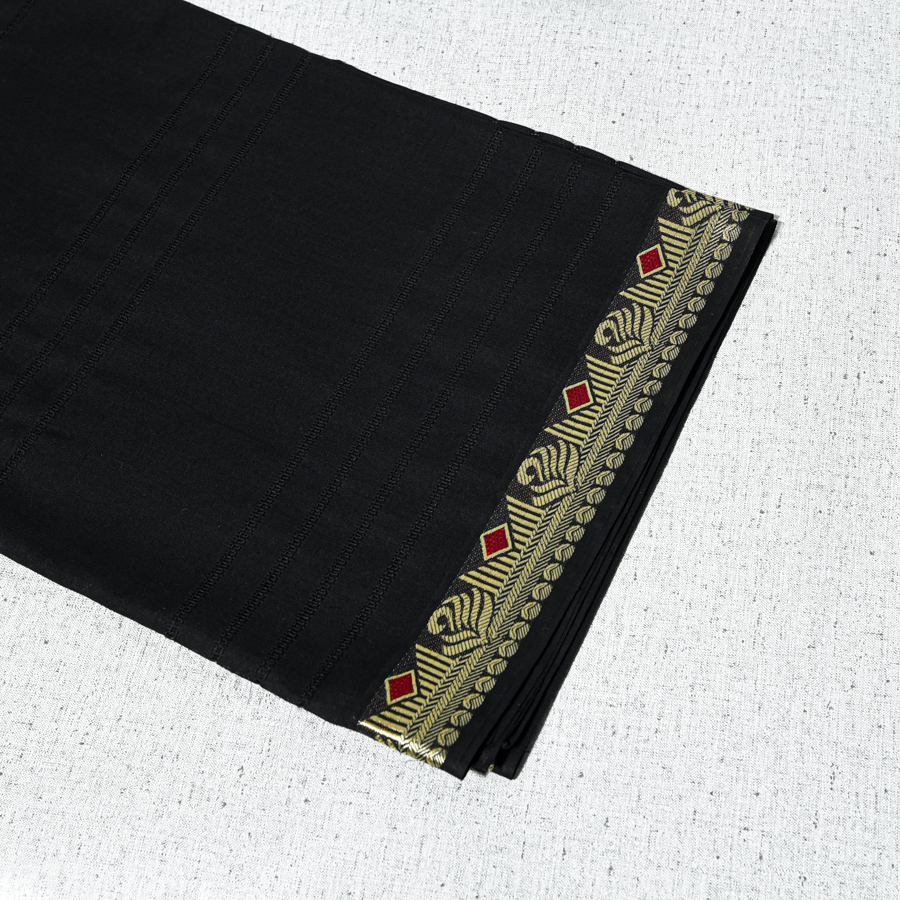PURE LAWN GOLDEN BORDER TARKASHI SHAWL BLACK 0003