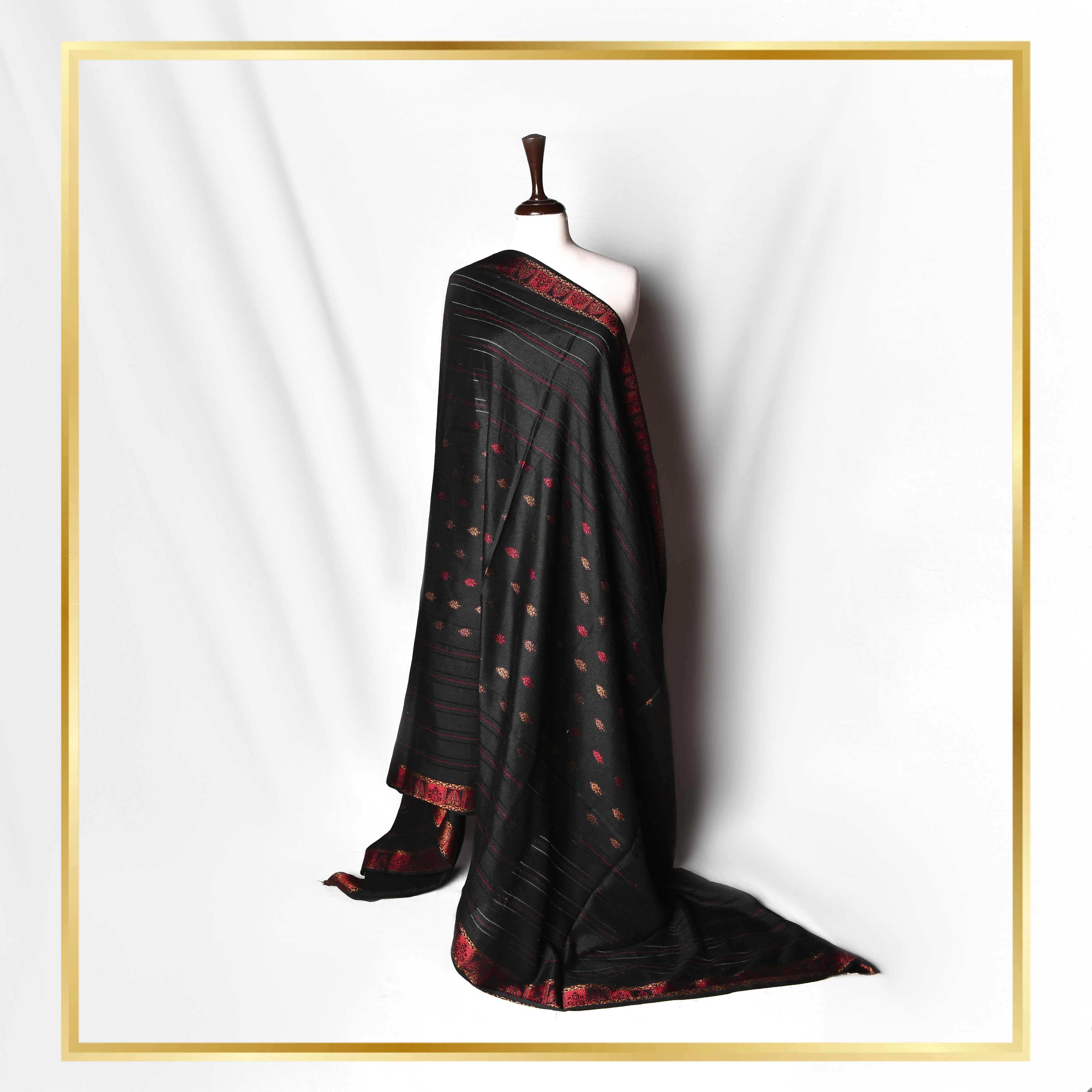 Barosha Border Tarkashi Wool Shawl