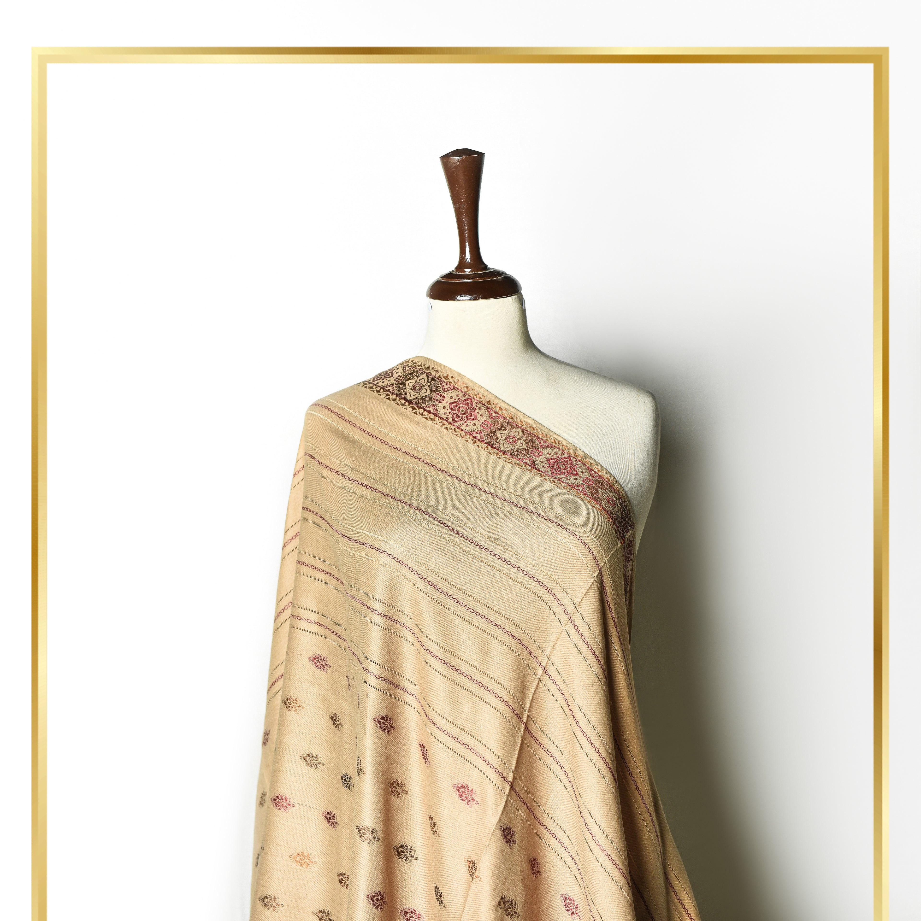 Barosha Border Tarkashi Wool Shawl