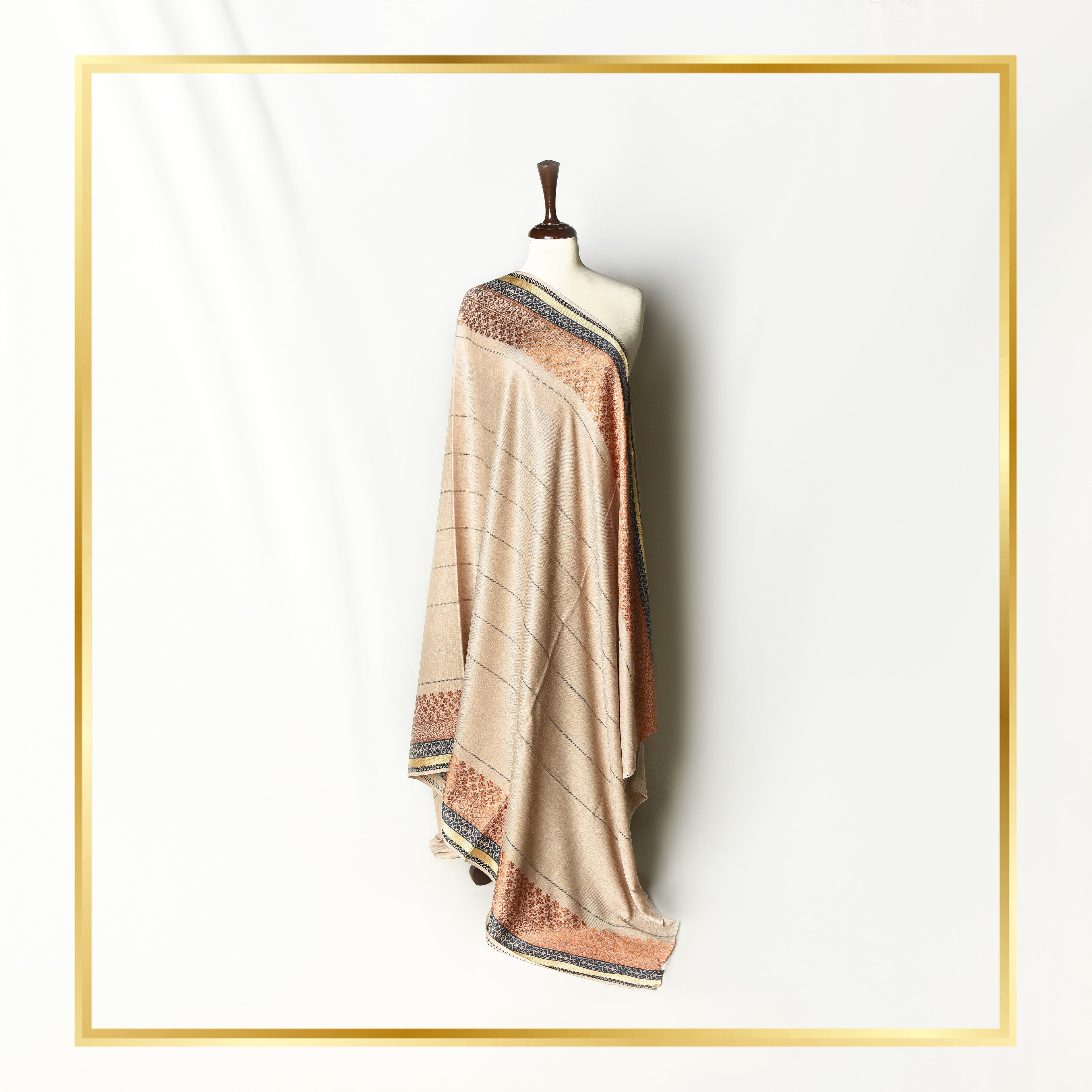Double Border Tarkashi Wool Shawl