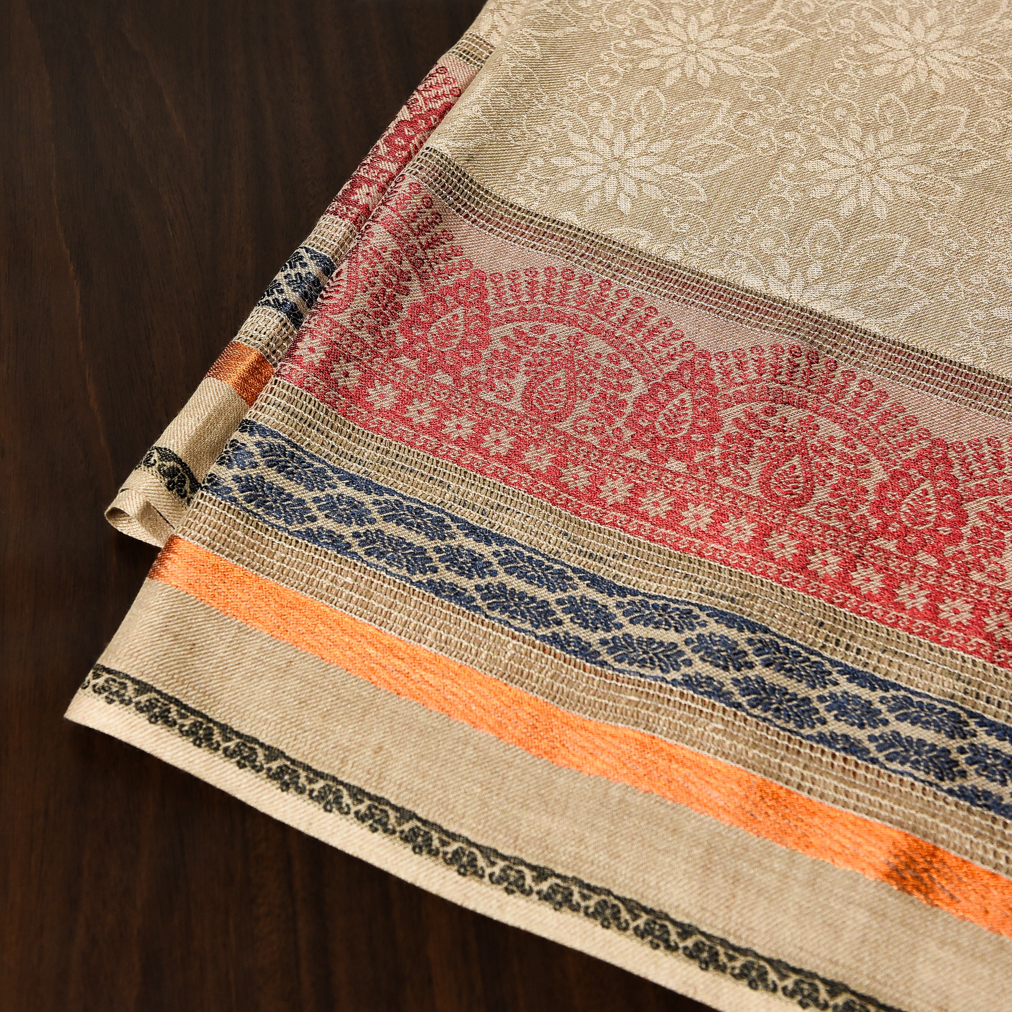 Double Border Tarkashi Wool Shawl