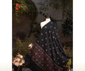 Black Double Border Em Wool Shawl