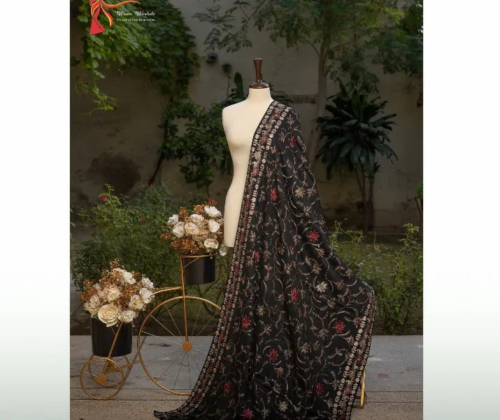 Black Premium Wool Aari Shawl