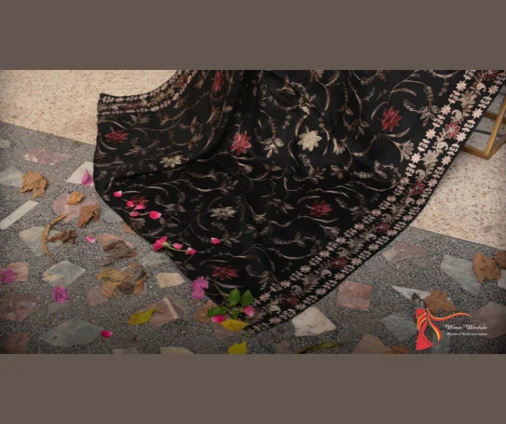 Black Premium Wool Aari Shawl