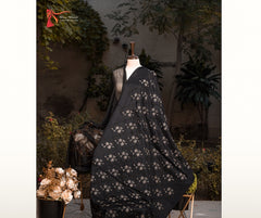 Black Tarkashi Em Wool Shawl