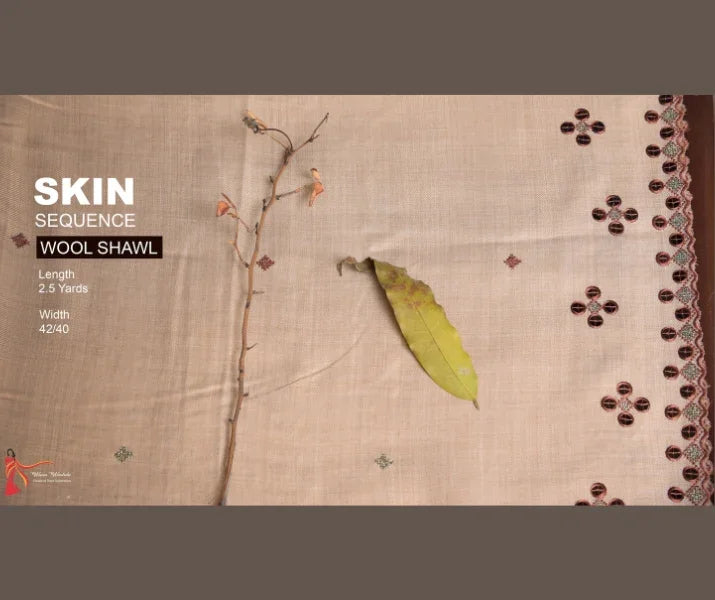 Skin Sequnce Mirror Wool Shawl