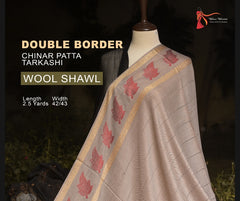 Skin Double Border Patta Tarkashi Wool Shawl