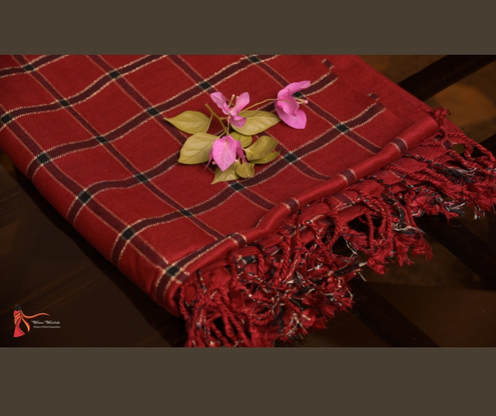 Mahroon Check Lining Shawl